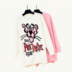 2019最新のセーターデザインピンクパンサージャカードレディースニットセータードレス