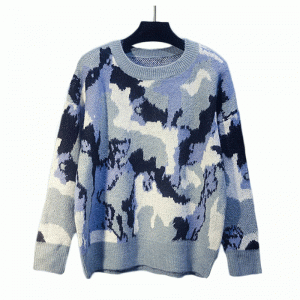 2019新しい秋冬の韓国スタイルの緩いコントラストカラーのセーターシャツ