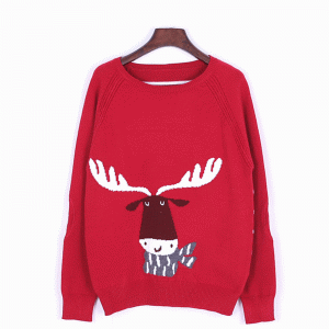 カスタムクリスマスルース醜いクリスマス鹿インターシャニットセーター
